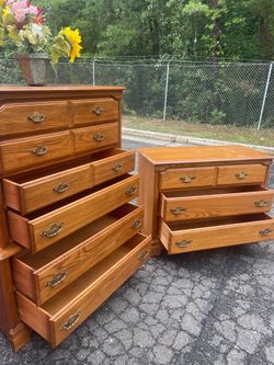 American solid wood set tall chest with small dresser . Drawer sliding smoothly