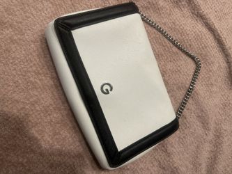 White And Black Leather Shoulder Clutch Guess Bag