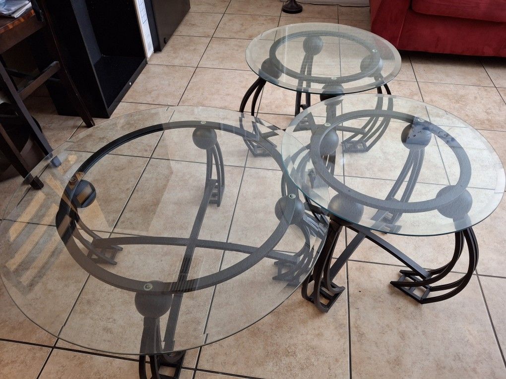 3pc Glass Table Set