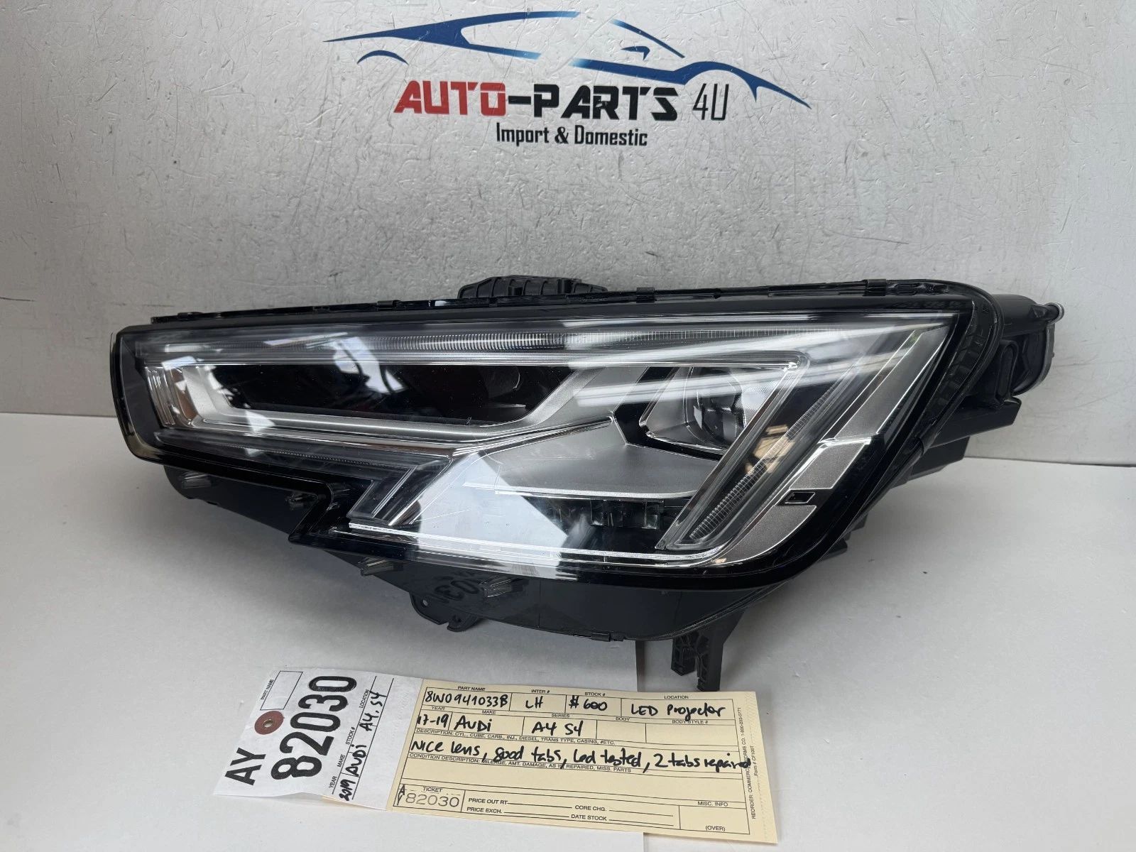 2017 - 2018 - 2019 AUDI A4 S4 LEFT LED PROJECTOR HEADLIGHT OEM AY82030
