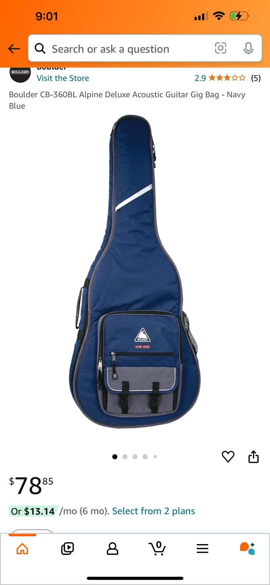Boulder CB-360BL Alpine Deluxe Acoustic Guitar Gig Bag - Navy Blue