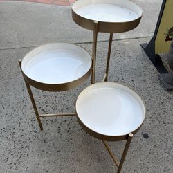 Metal 3 Tier Adjustable Tray Plant Stand Table