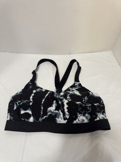 Women’s Black White Sports Bra Workout Top Medium Support Activewear 