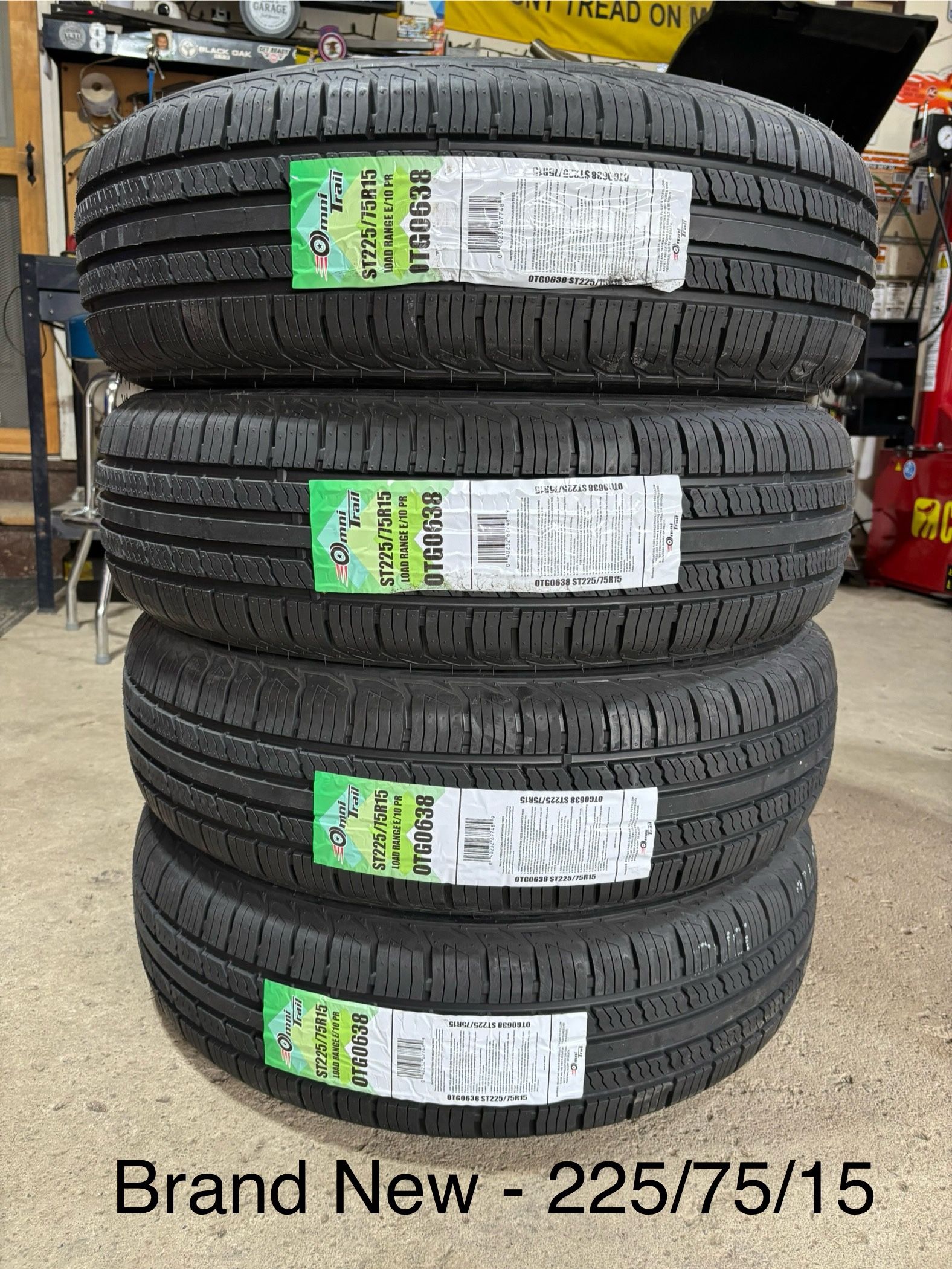 (4) - 225/75/15 Omni Trail Capability STR Trailer Tires