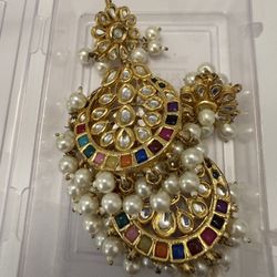 Gold Plated Chandelier Chand Ball Earrings 