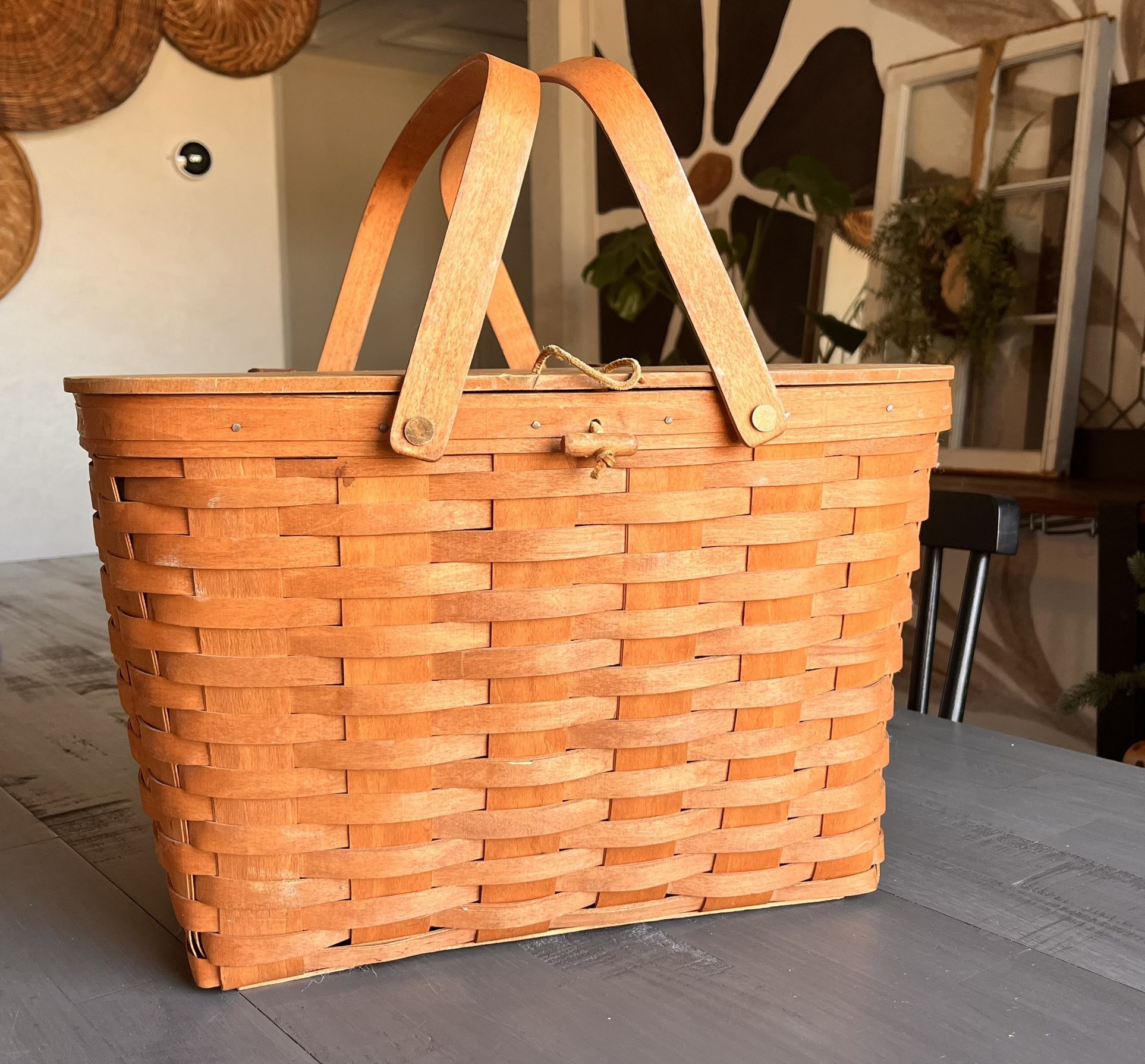 Longaberger Large Picnic Baskets And Mail Basket With Lid