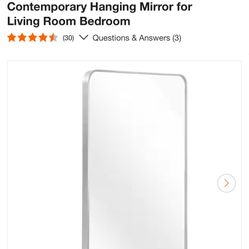 Rectangular silver Wall Mirror 30 in. x 40 in., Aluminum Alloy Frame Contemporary Hanging Mirror for Living Room Bedroom