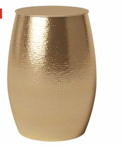 HAMMERED METAL STORAGE PATIO ACCENT TABLE