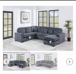 $650. 4Piece Convertible Sectional  Sleeper Sofa ,Chaise Storage ,Sofa Storage & USB Ports