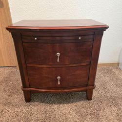 Beautiful Wood Nightstand – 2 Drawers with Pull-Out Tray