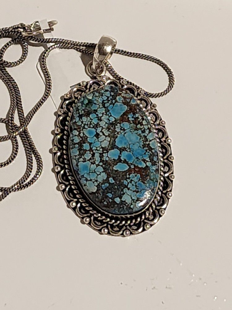 Turquoise With German Silver Necklace 