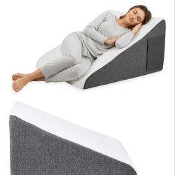 Wedge Pillow for Sleeping – Memory Foam Bed Wedge for Acid Reflux, Snoring, Back & Leg Elevation, Post-Surgery Recovery – Ergonomic Triangle Pillow wi