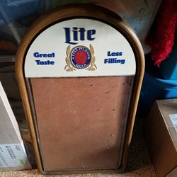 Vintage Miller Lite Sign & Corkboard