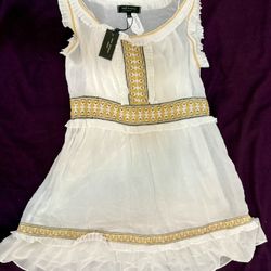 Max Studio White dress with golden accents - size L