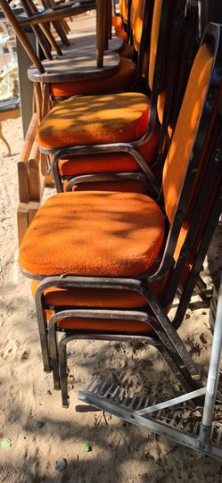 Stackable Banquet Chairs with Orange Fabric