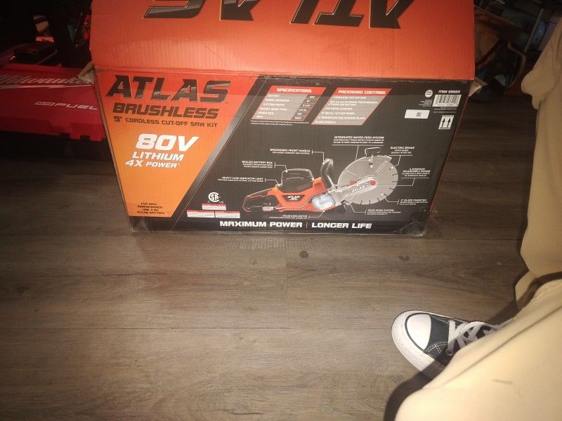 Atlas Brushless 9" Cordless Cut Off Saw Kit 80V Lithium 4X Power
