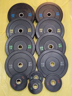 Color Coded Olympic Black Bumper Weight Plates Full Set (2x2.5lb-2x5lb-2x10lb-2x25lb-2x35lb-2x45lb)