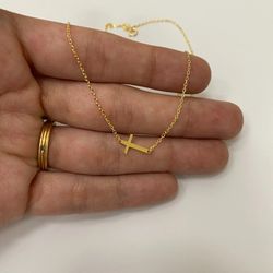 Cross Necklace 925 Silver With 18k Gold Plated