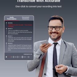 AI Voice Recorder, 4G Recording Device with Transcribe & Summarize by ChatGPT, App Control, Text Translation Function, 4G File Transfer, 64GB Memory, 