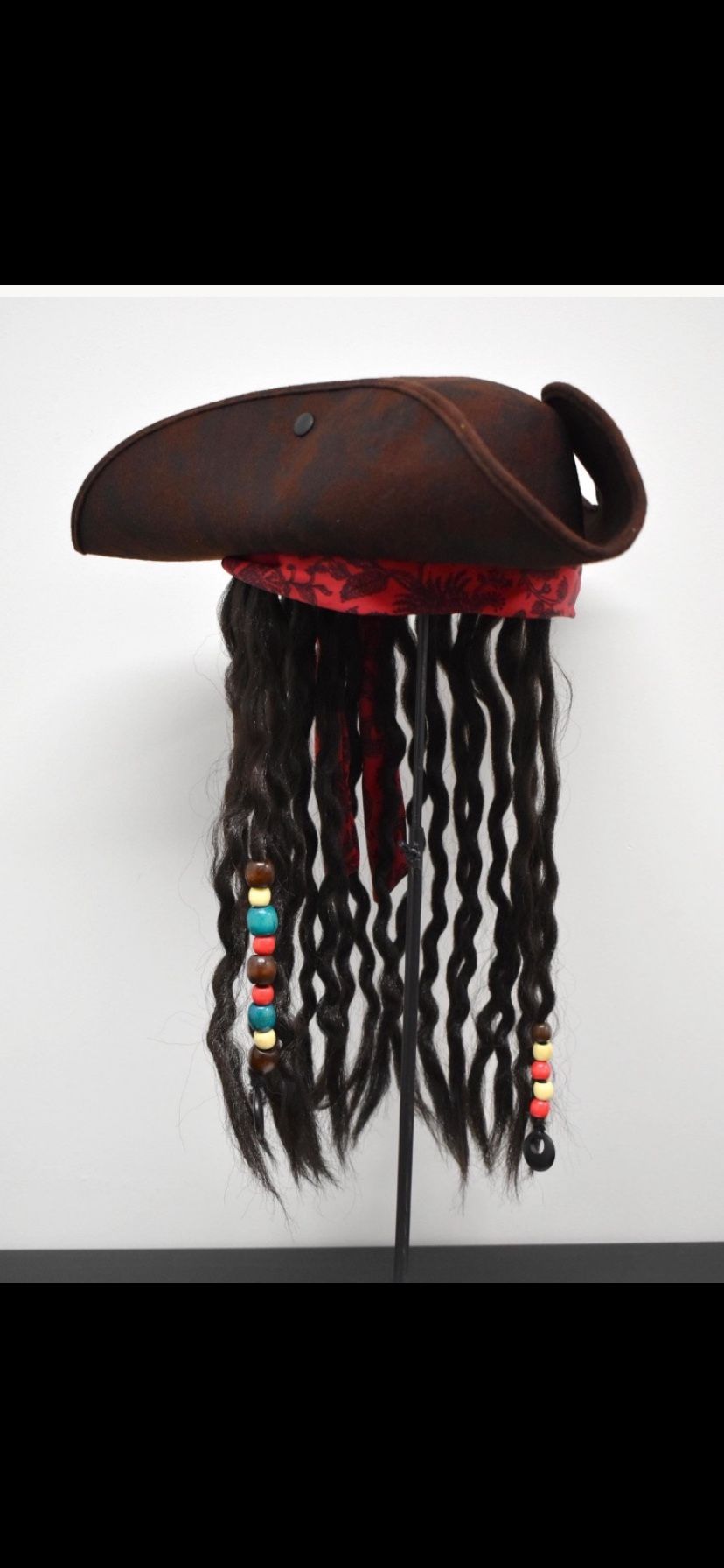 Pirates Of The Caribbean Hat With Hair. Sz. Adults Costumes