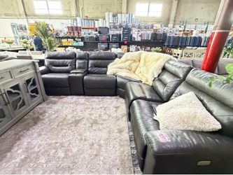 Leather Power Reclining Sectional