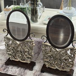 2 Vintage Table Stand Alone Mirror