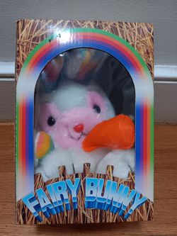Fairy Bunny Plush Toy Featuring Colorful Ears And Holding An Orange Carrot New In Original Box