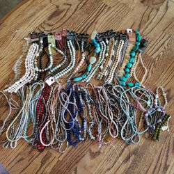 Gemstone & Glass Strung BEAD Lot