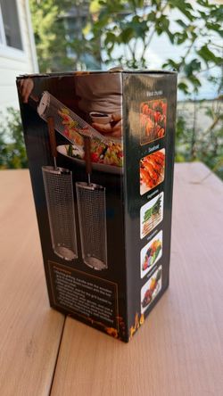 Brand New Rolling Grill Basket Set (Stainless Steel BBQ Veggie/Meat Tumbler)