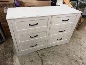 Gizoon 47" 6 Drawer Dresser, White Wide Chest of Drawers for Bedroom