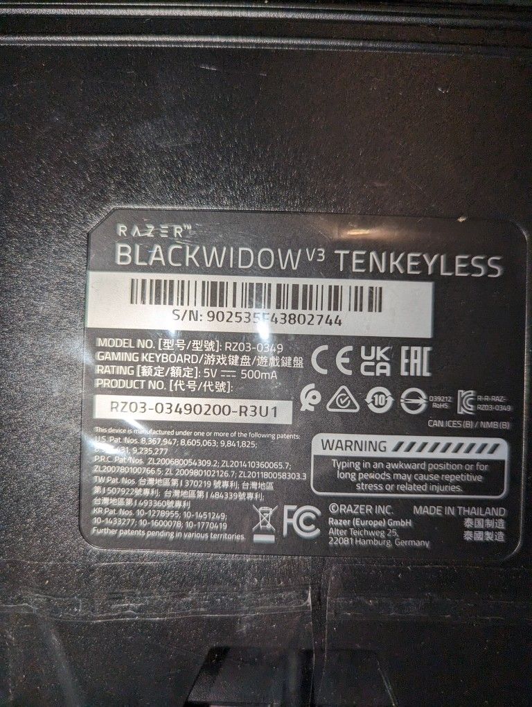 Razer BlackWidow V3 Tenkeyless Compact Mechanical Gaming Keyboard 