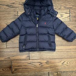 Kids Navy Blue Ralph Lauren Puffy Coat