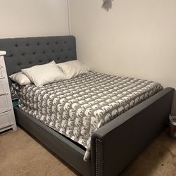 Queen size bed frame grey color