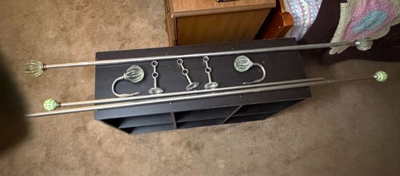 Pottery Barn double Curtain Rod and ends 60-108”