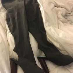 Olive & Blk Stretchy thigh high boots size 10