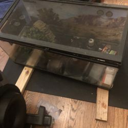 Terrarium Only- (2) Heat Lamps Rocks, Mesh Top,  Feeder Box, Plant