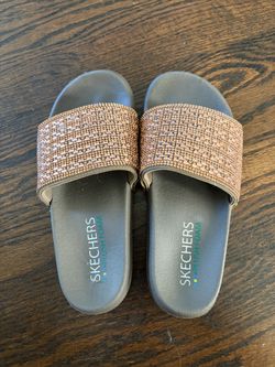 Skechers Plush Foam Rhinestone Slide Sandals
