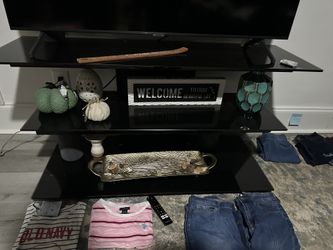 Tv Stand Tempered Black