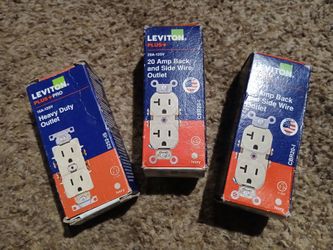 Leviton Plus+ Heavy Duty / Commercial Outlet Lot - (2) 20A CBR20-I & (1) 15A 5252-IS - Ivory Open Box