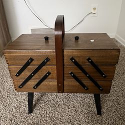 Vintage Wooden Sewing Storage Filled