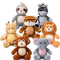 Civaner 7 Pcs Stuffed Animals Bulk 12.5 Inch Cute Soft Animal Plush Toys for Kids Birthday Gifts Baby Shower Party Decorations(Bright Color,Forest)