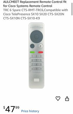 AULCMEET Replacement Remote Control fit for Cisco Systems Remote Control TRC 6 Spare CTS-RMT-TRC6,Compatible with Cisco TelePresence SX10 SX20 CTS-SX2