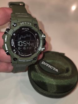 Activa x Invicta ACW8082 Digital Watch & Carrying Case – Green – New
