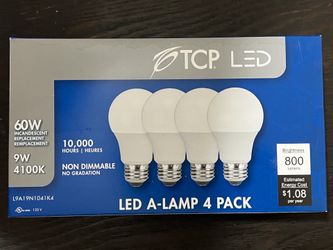 LED Light Bulbs 4 Pack – 60W Equivalent 4100K Bright White (Multiple Available)