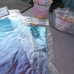 Party Table Covers And Unicorn Cups