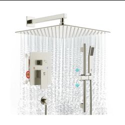 SR SUN RISE 12 Inch Square Shower System, Rain Shower Head and Slide Bar Hand...