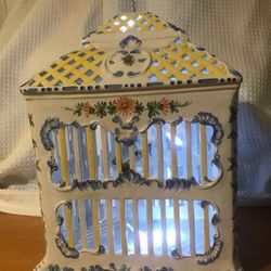 Vintage Porcelain bird cage lamp