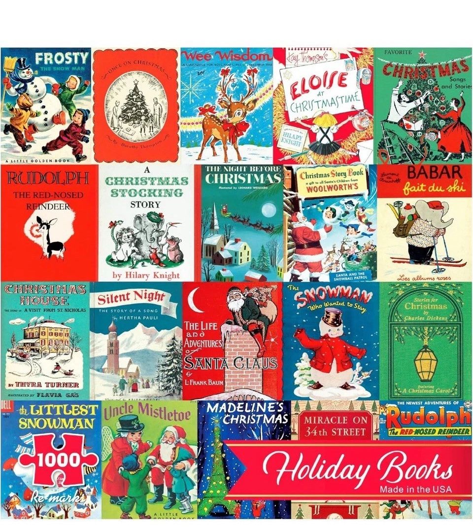 Brand NEW Re-marks Holiday Books Puzzle, Collage Puzzle for All Ages, 1000-Piece Christmas Puzzle