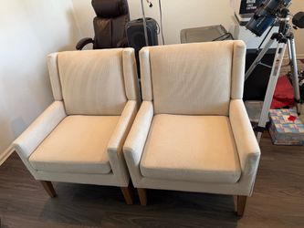 Cream Upholstered Accent Chairs – Set of 2