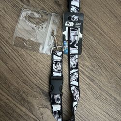 NWT Star Wars Black and White Stormtrooper Lanyard